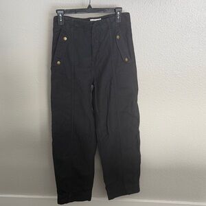 Frame Denim Black Trousers with Gold Accents